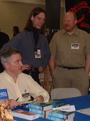 John at the Borderlands table at Worldcon, Boston